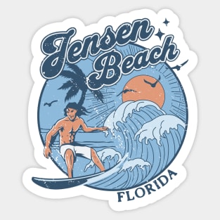 1970s Vintage Surfing Jensen Beach, Florida Retro Sunset // Old School Surfer // Surf Florida Sticker